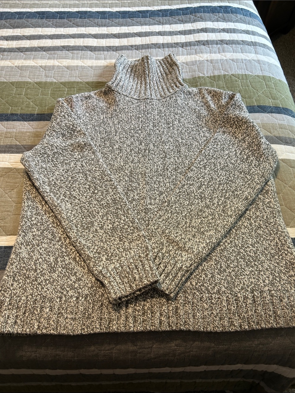 Lands' End Women's Marled Gray Turtleneck Sweater
